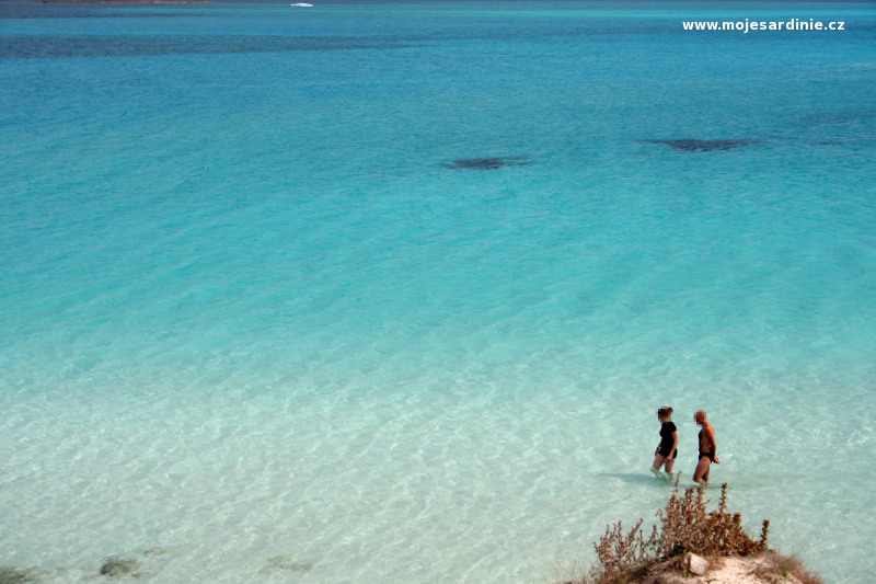 Krásná bílá pláž La Pelosa - severozápad Sardinie