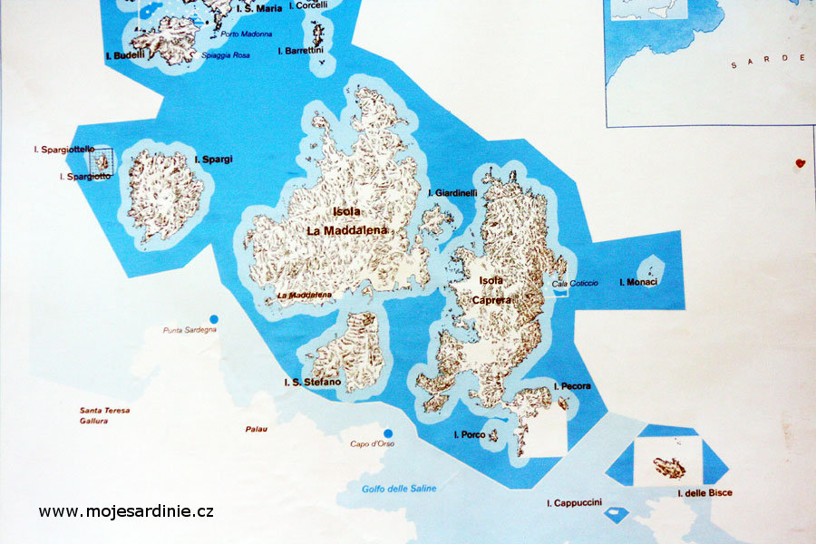 Mapka souostroví La Maddalena